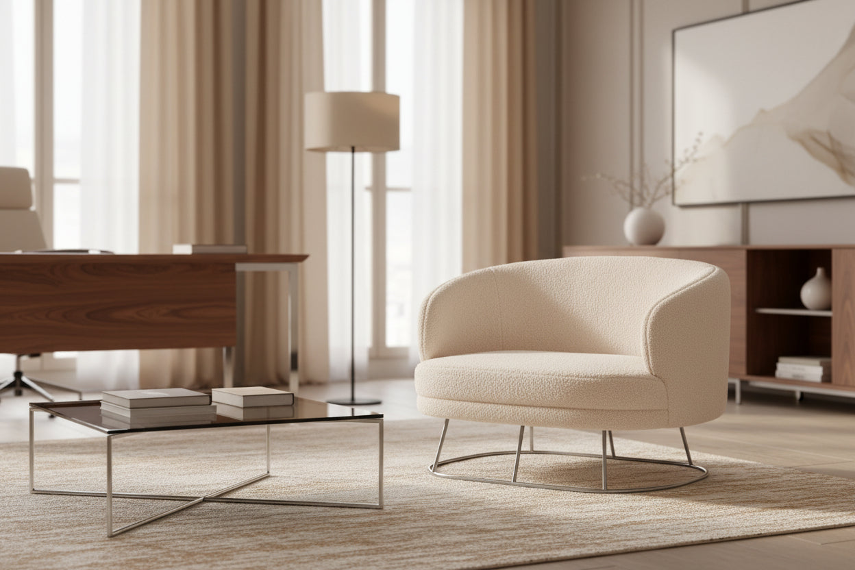 Канапе ARIEN букле бял цвят  130x75x85