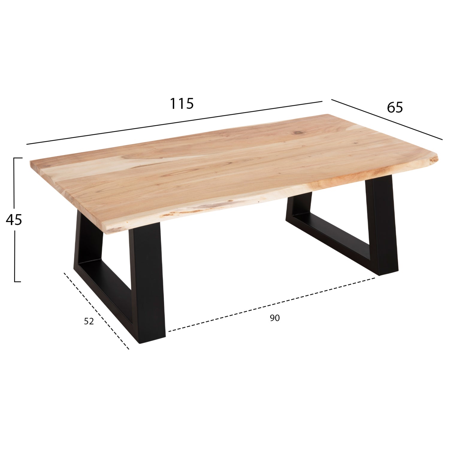 Холна маса SOFIA SLIM естествен -черен цвят 115x65x45см