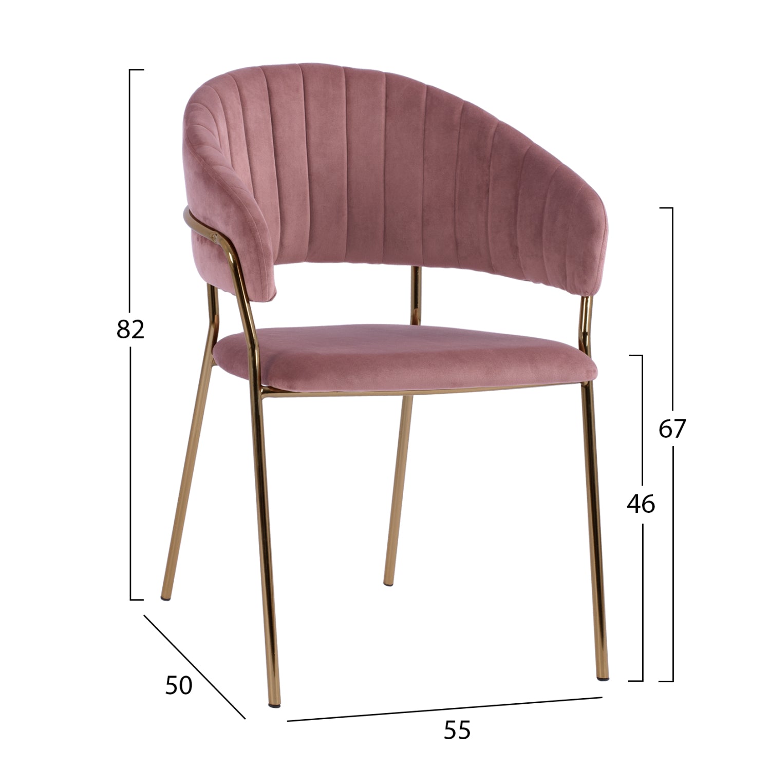 Кресло Теодор златисти крака - розово