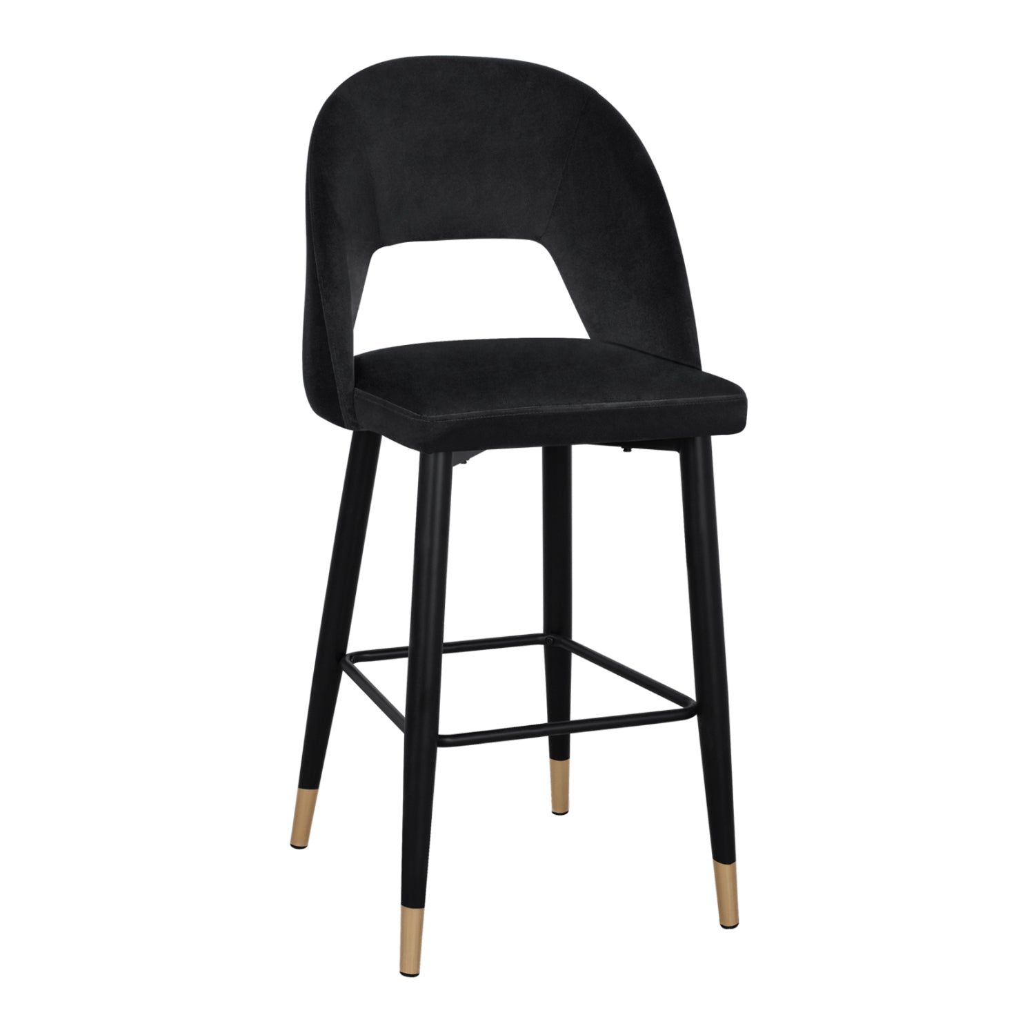 Бар стол HARPER  кадифе черен цвят 50x51x111