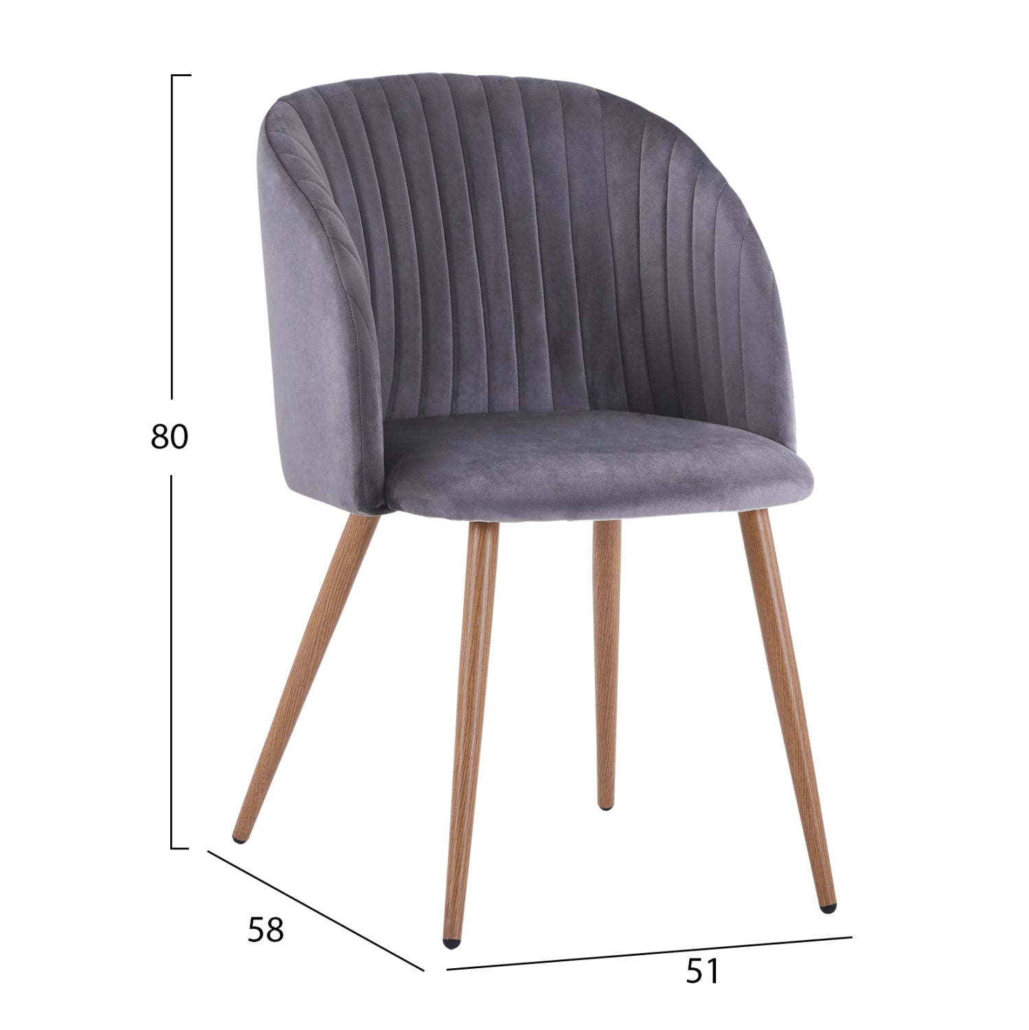 Кресло LEAH кадифе сив цвят