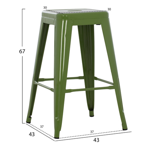 Бар табуретка MELITA средна височина зелен цвят 43x43x67