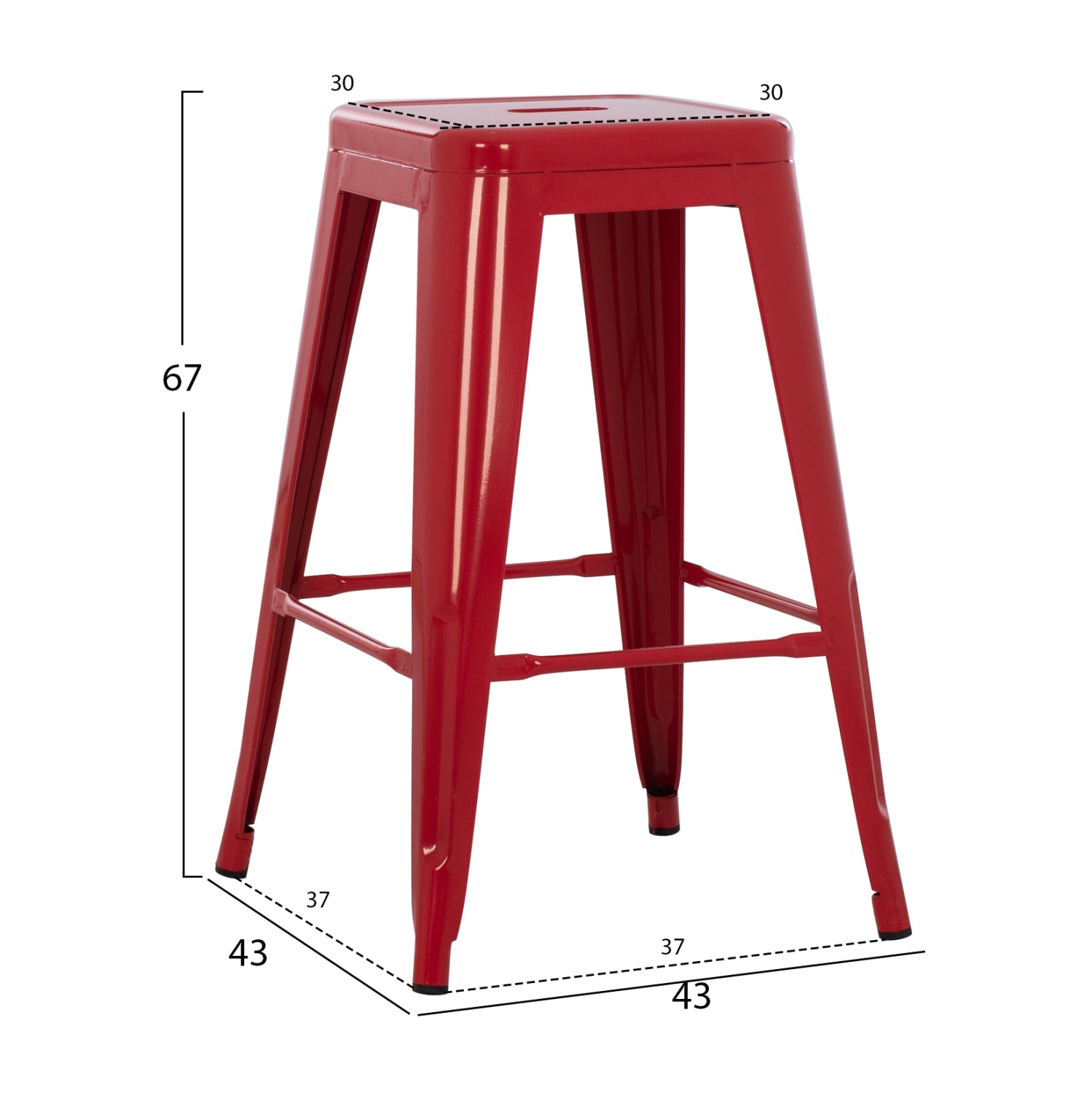 Бар табуретка Мелита про средна височина  червен цвят