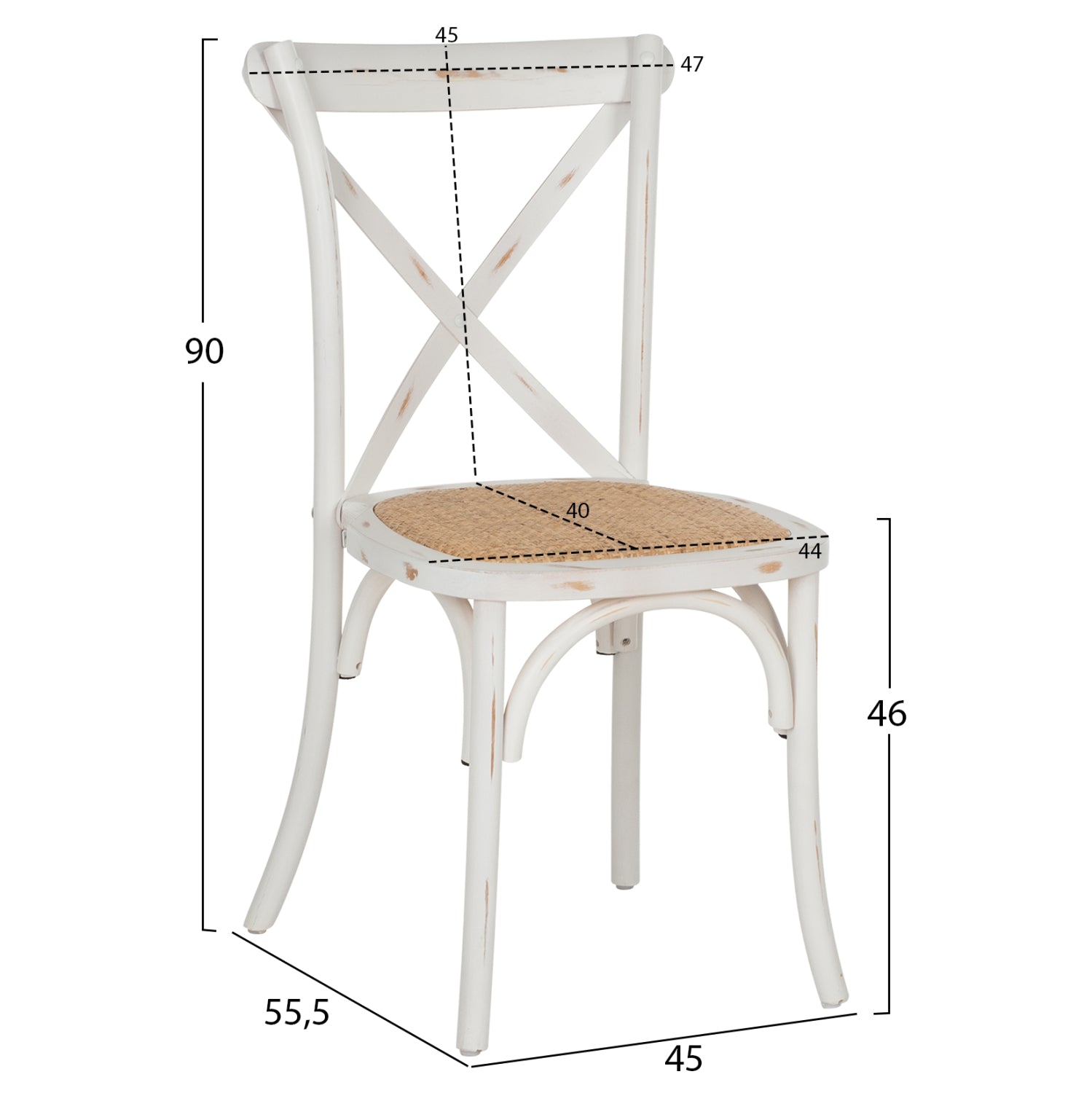 Дървен стол  OWEN бял /букова дървесина 45x55,5x90 cm