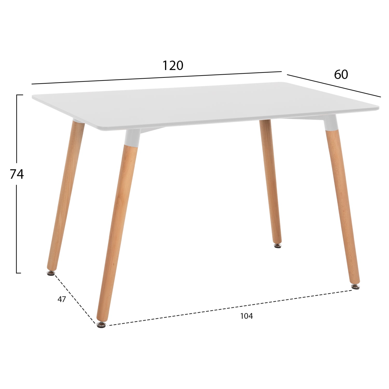 Трапезна маса Тони бял-естествен цвят  120Χ60X74см