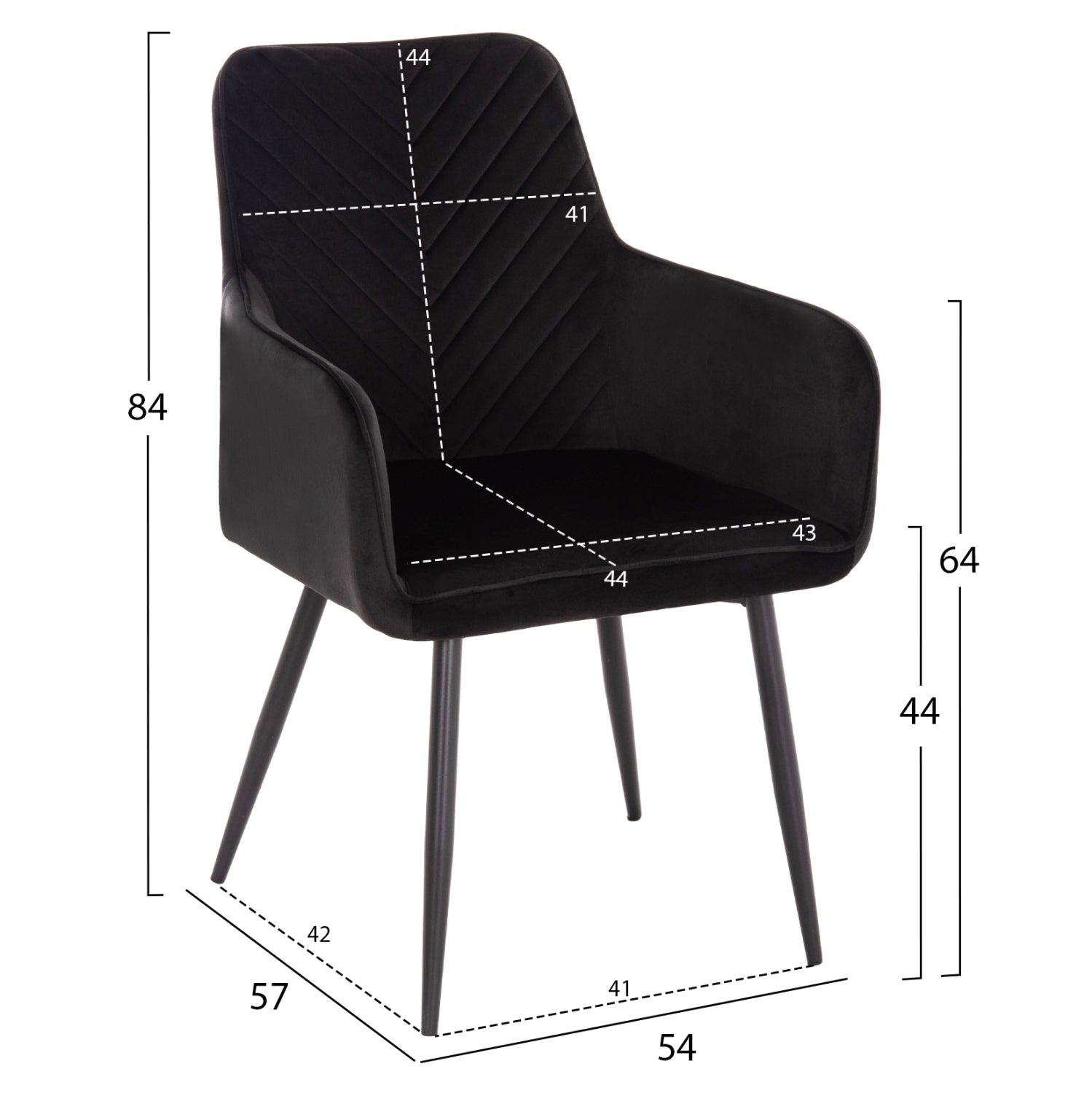 Трапезен стол  LATRELL  черен цвят 55x57x84см