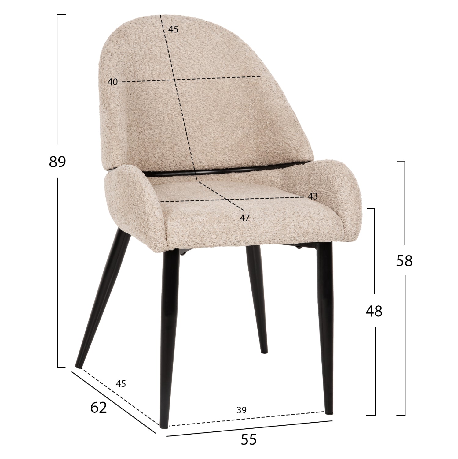 Стол  SARKY букле цвят екрю
