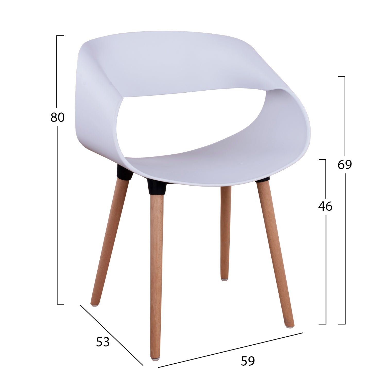 Кресло MAGGIE  цвят бял-натурал 59x53x80