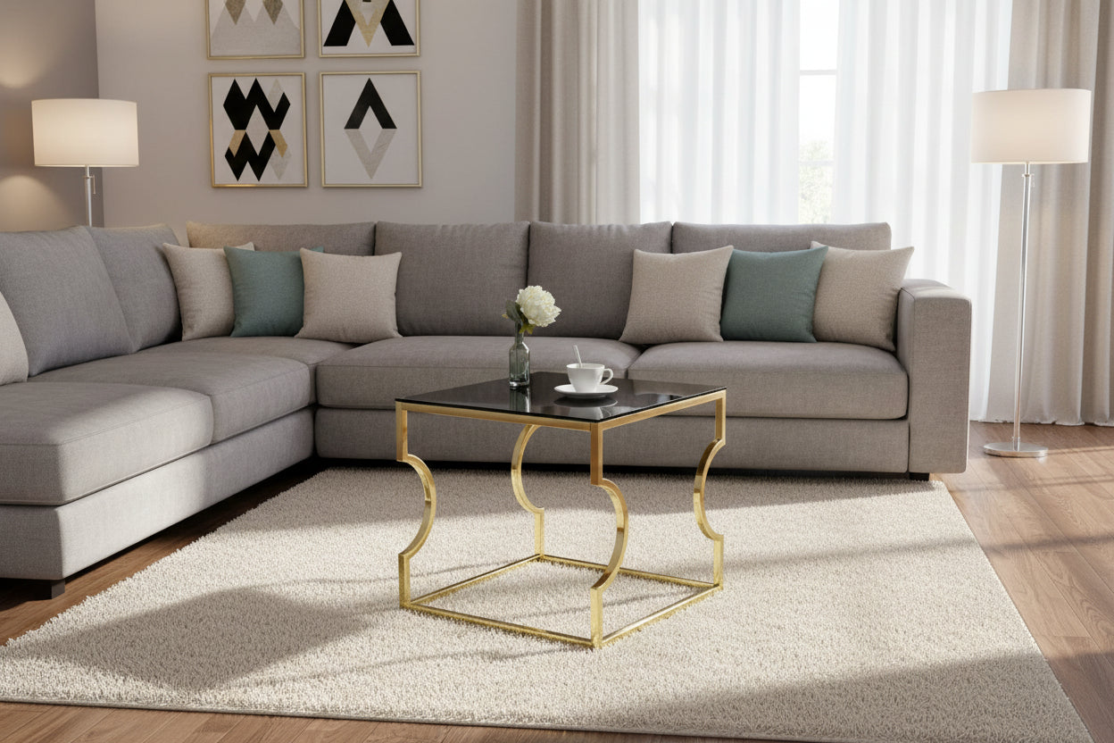 Странична маса AMARA черен-златист цвят 55X55X55см