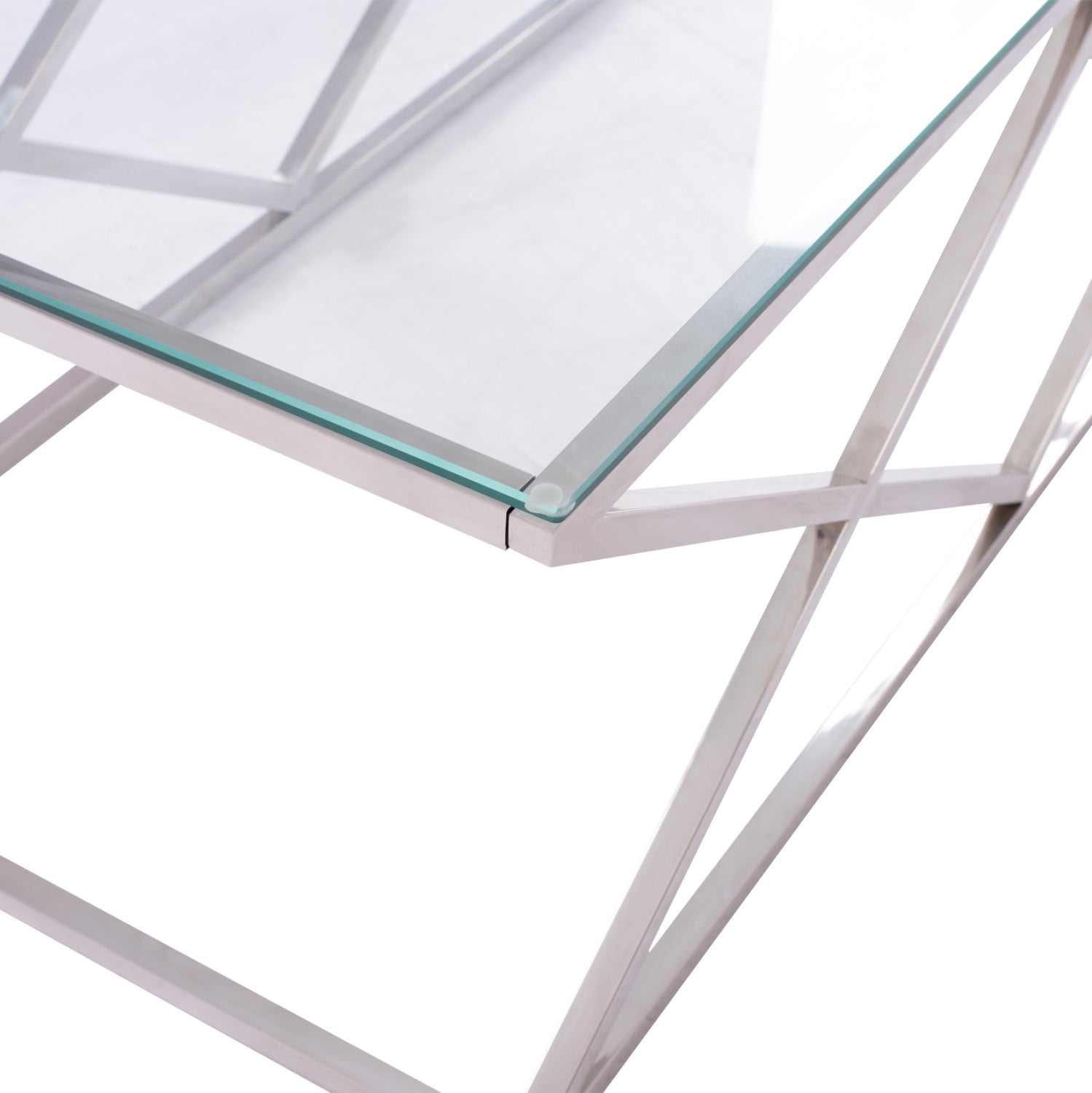 Холна маса HOLLAND  цвят прозрачен-хром  120X60X45см