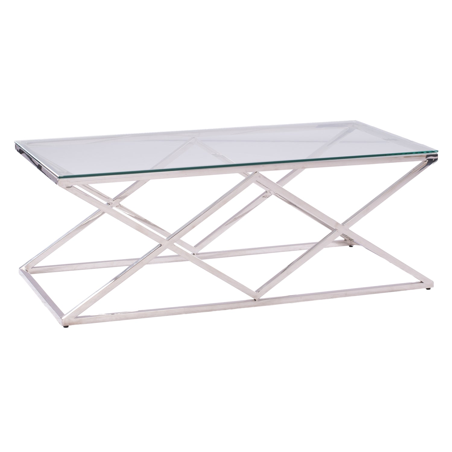 Холна маса HOLLAND  цвят прозрачен-хром  120X60X45см