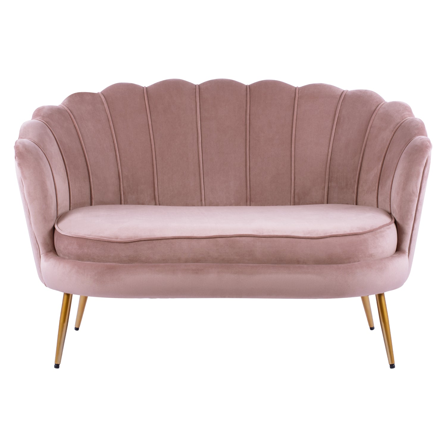 2-местни дивани coquille в кадифе от гнила ябълка и златни крака 130x81x86см.