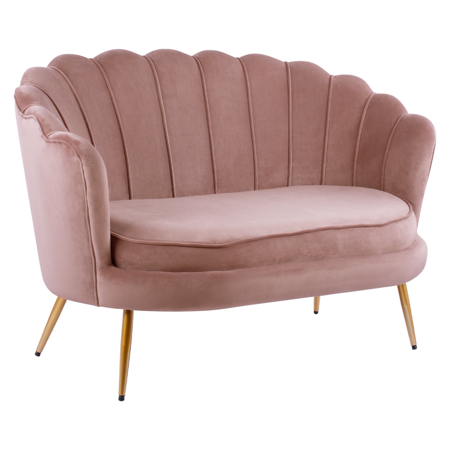 2-местни дивани coquille в кадифе от гнила ябълка и златни крака 130x81x86см.