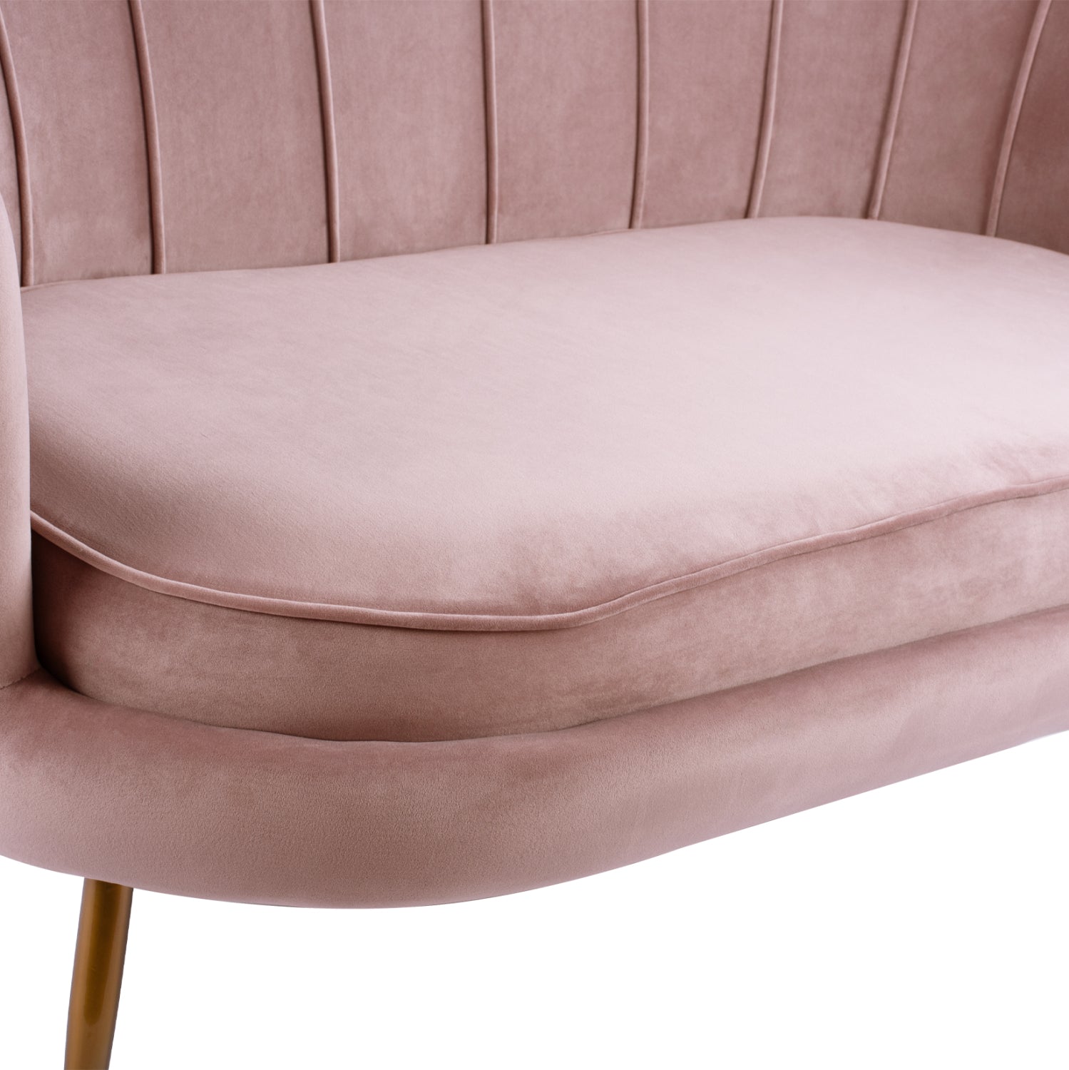 2-местни дивани coquille в кадифе от гнила ябълка и златни крака 130x81x86см.