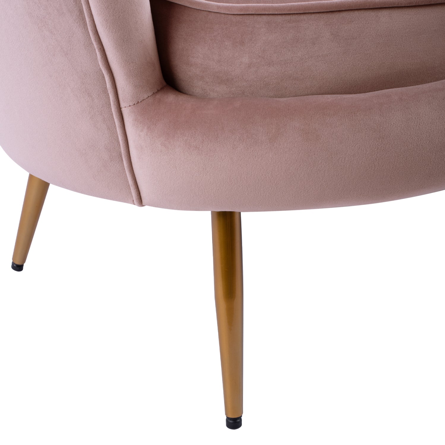 2-местни дивани coquille в кадифе от гнила ябълка и златни крака 130x81x86см.