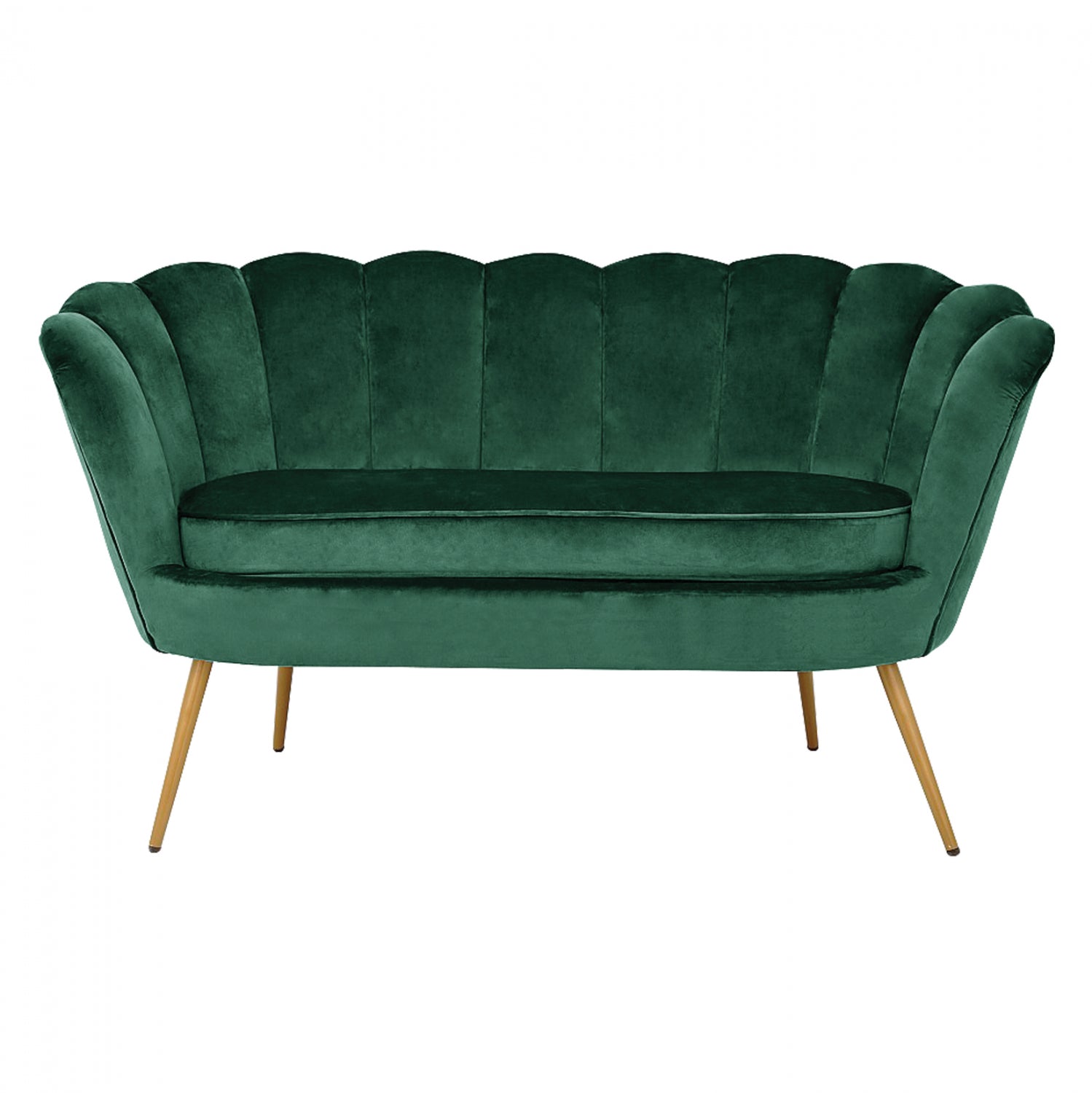 2-местен диван  COQUILLE в кадифе кипарис със златисти крака 130x77x83см.