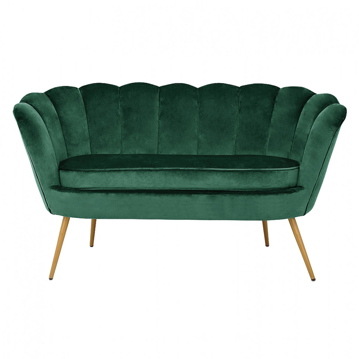 2-местен диван  COQUILLE в кадифе кипарис със златисти крака 130x77x83см.