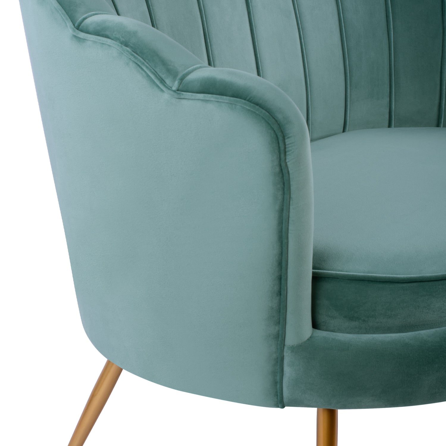 Канапе COQUILLE кадифе цвят тюркоаз 130x81x86 см.