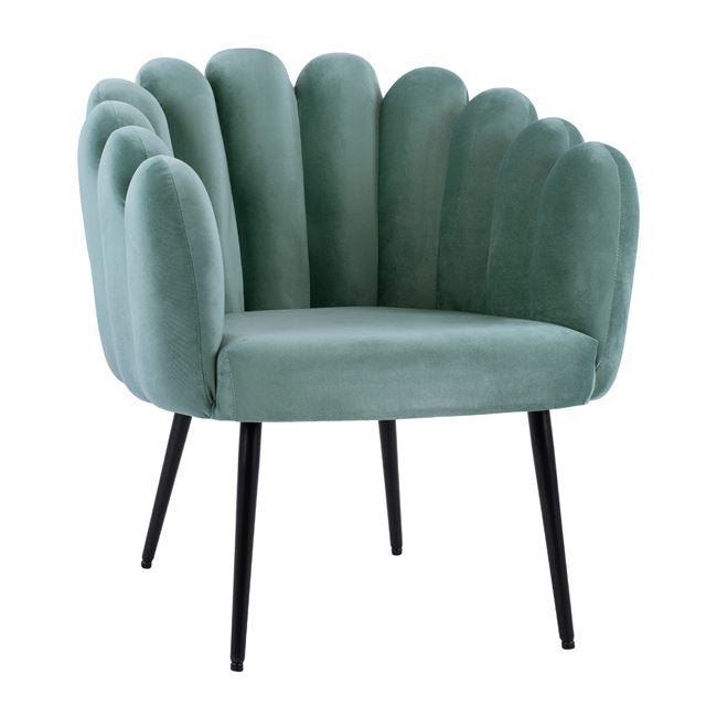 Фотьойл Vivien, кадифе в цвят шамфъстък, черни крака, 67x64x77см