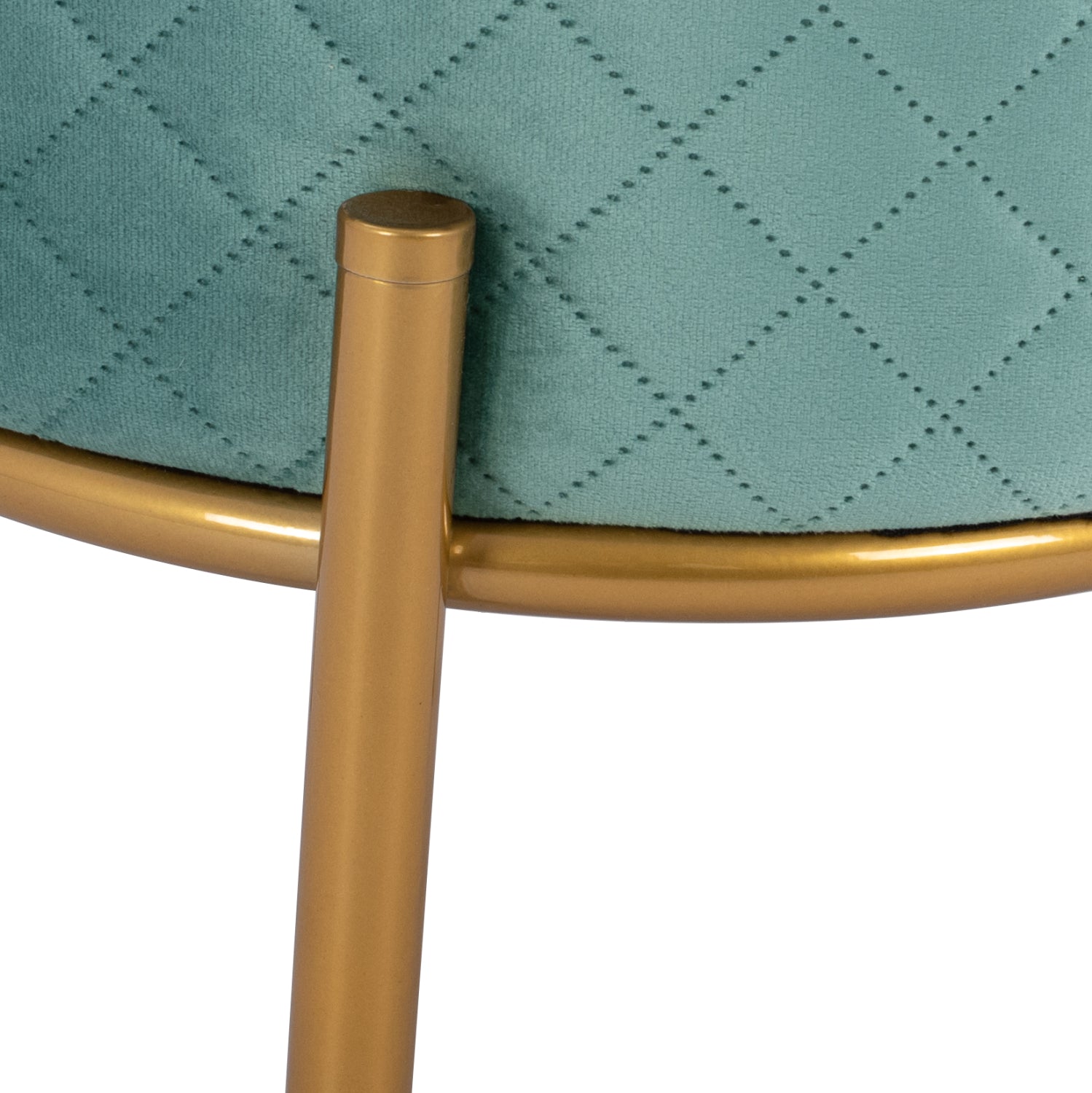Табуретка Синта фъстъчено кадифе със златна основа 42x42x38см