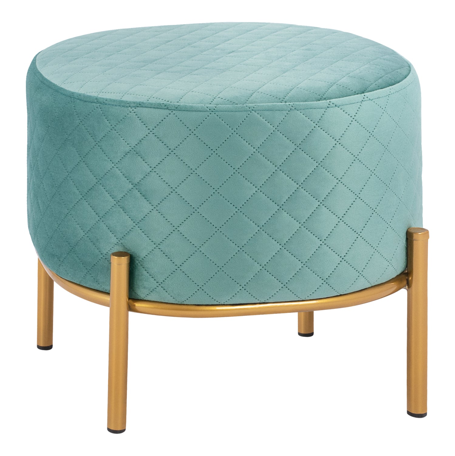 Табуретка Синта фъстъчено кадифе със златна основа 42x42x38см