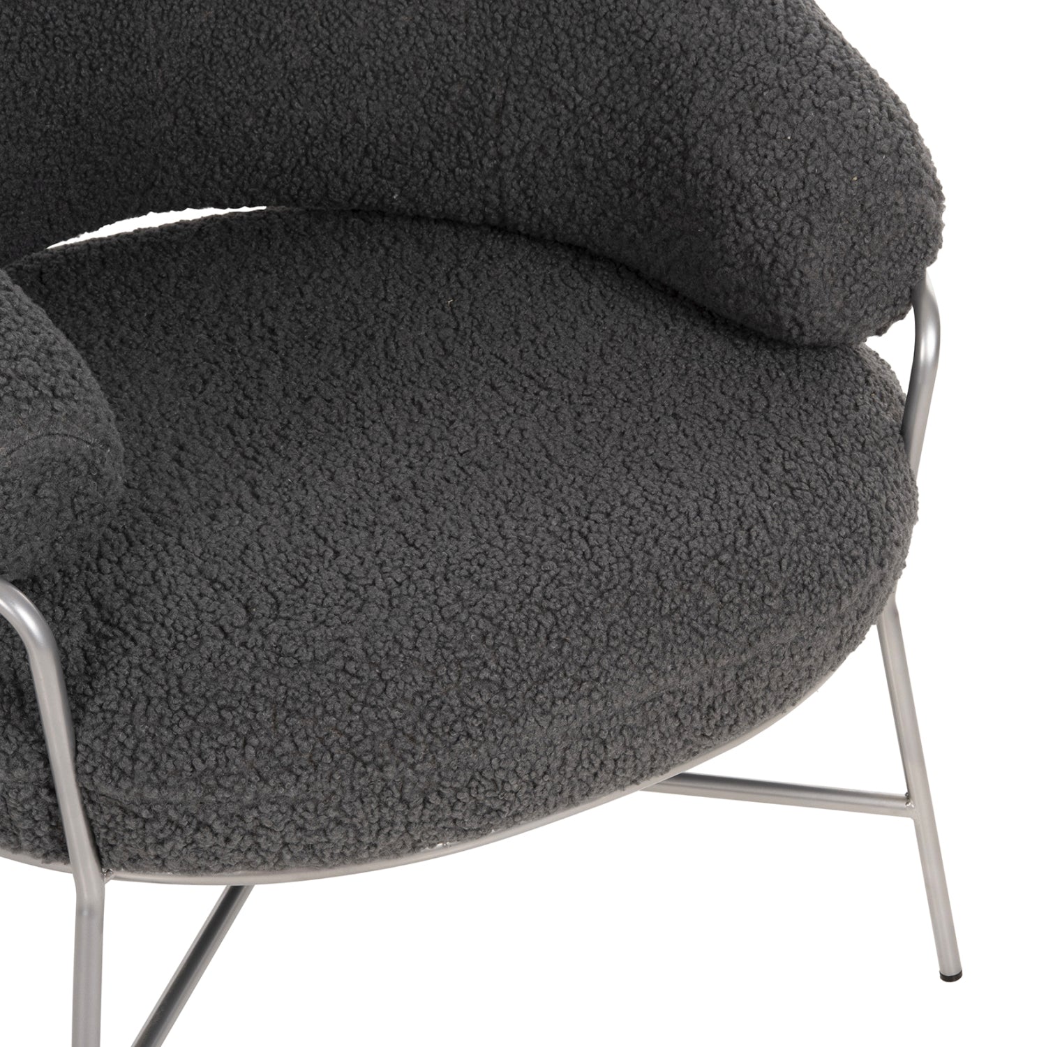 Кресло TRUDI в сиво букле със сребриста метална конструкция 84x79x76см.
