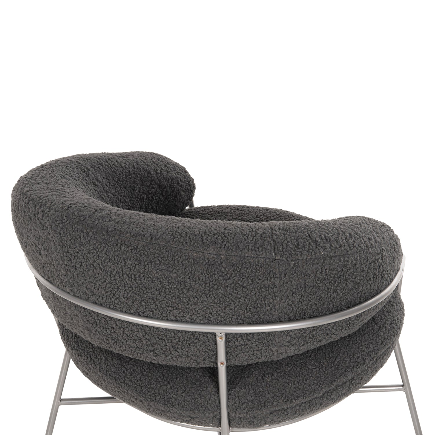 Кресло TRUDI в сиво букле със сребриста метална конструкция 84x79x76см.