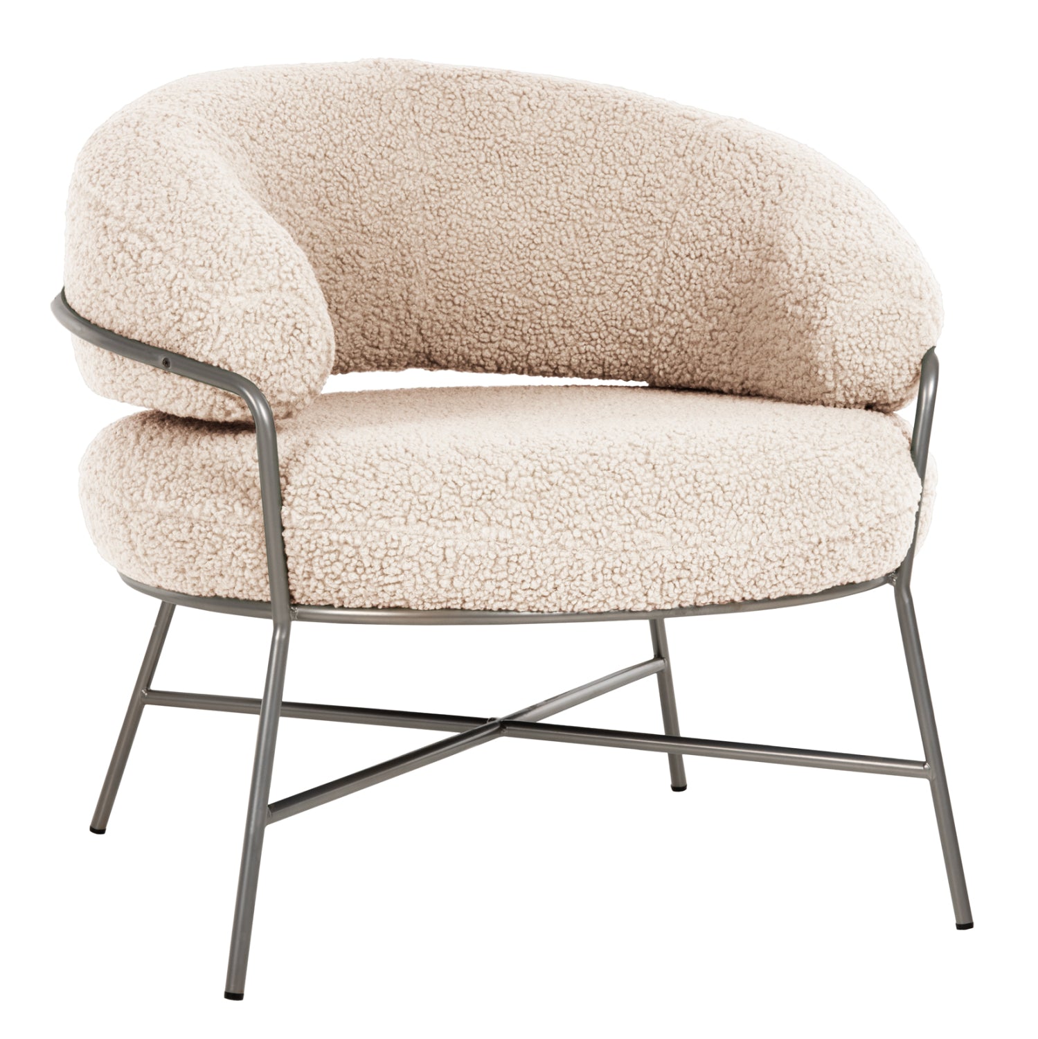 Кресло TRUDI букле бял цвят 84x79x76