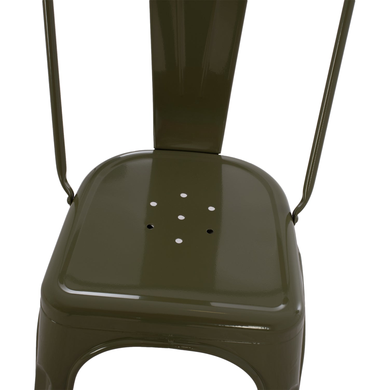 Метален стол Мелита про в тъмно маслинено зелено 43x50x82см