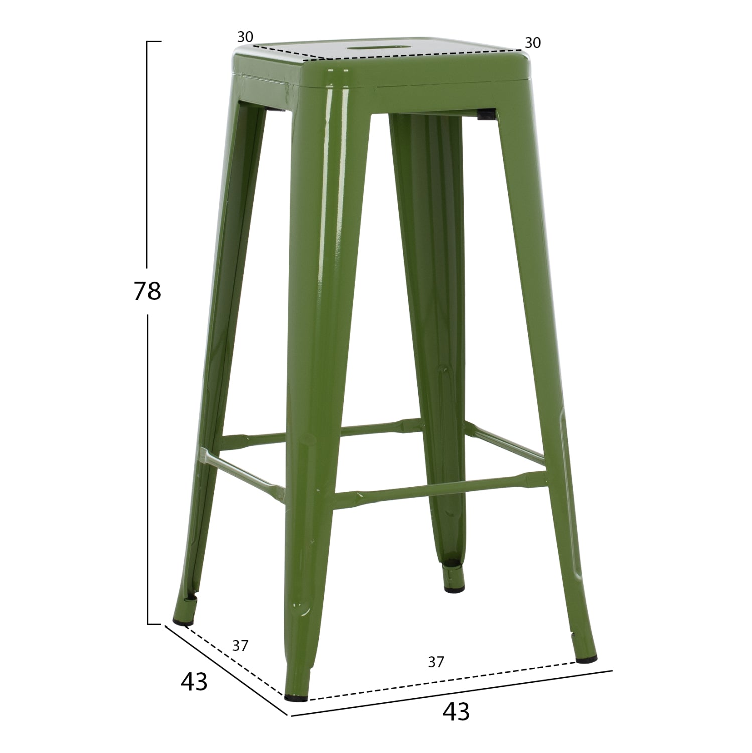Бар стол MELITA в светло маслинен цвят 43x43x78