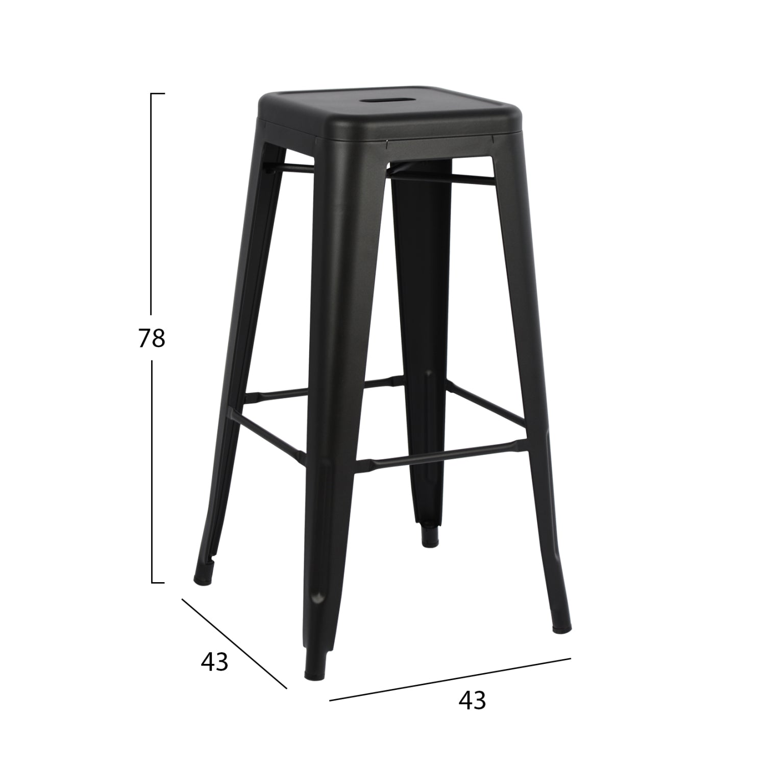 Бар стол MELITA-PRO в матов черен цвят 43x43x78см