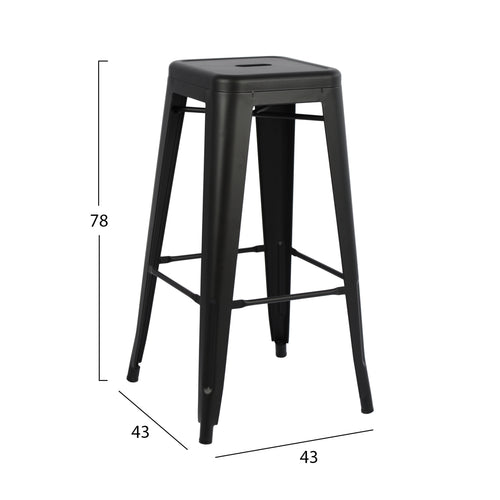 Бар стол MELITA-PRO в матов черен цвят 43x43x78см