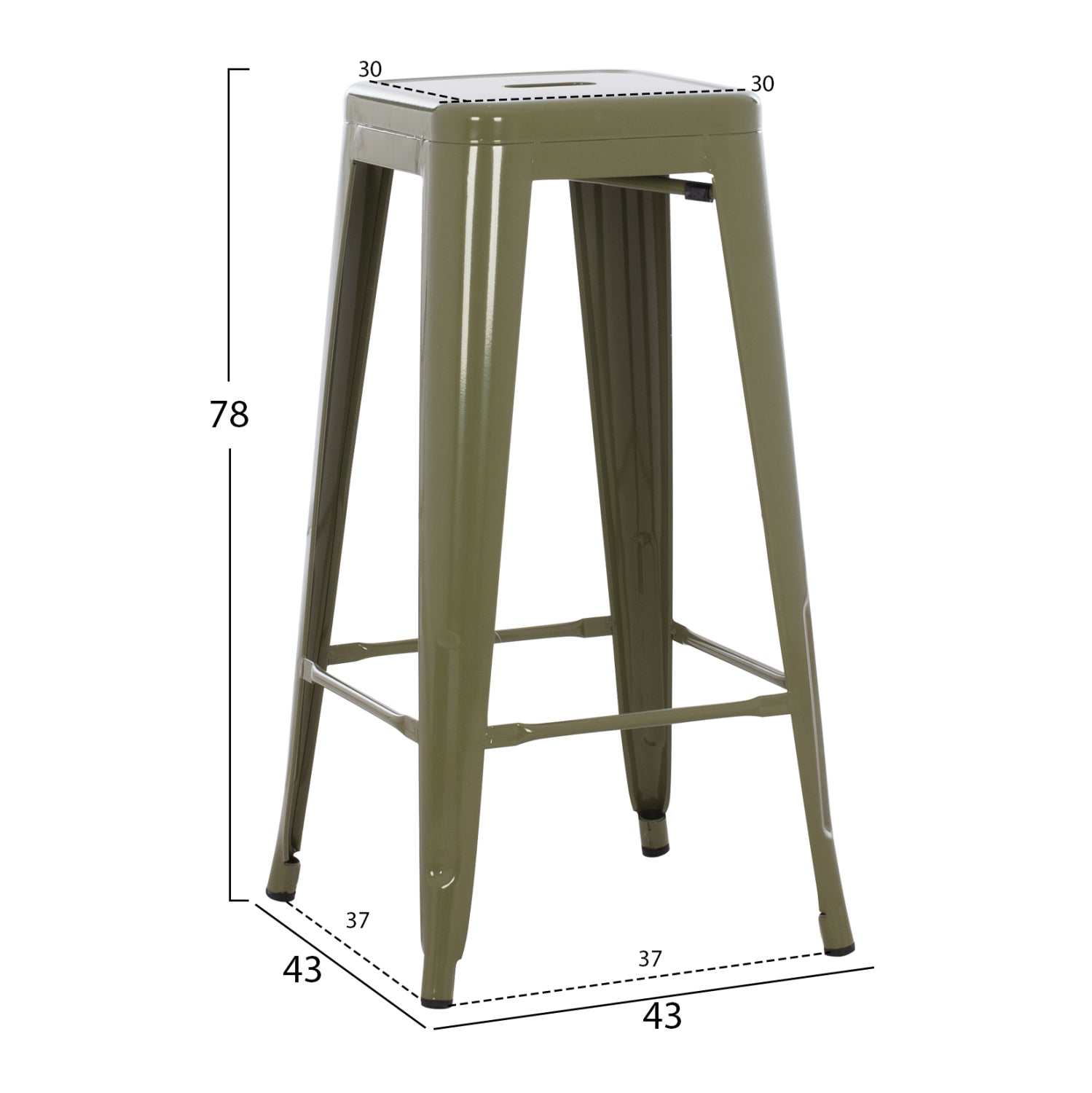 Бар стол MELITA PRO цвят тъмна маслина 43x43x78