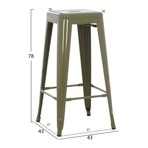 Бар стол MELITA PRO цвят тъмна маслина 43x43x78