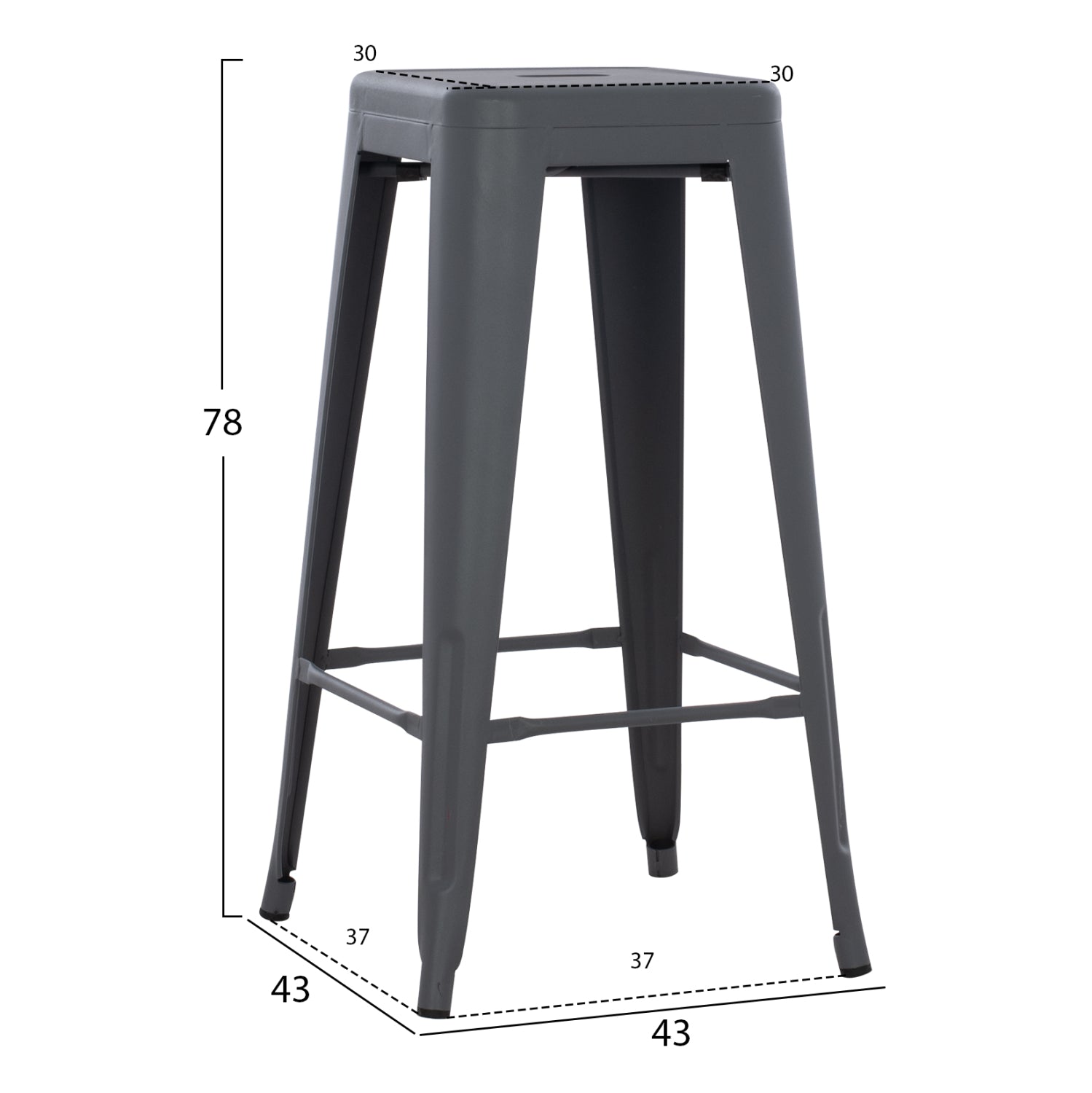 Бар стол MELITA про в тъмно сив цвят 43x43x78см