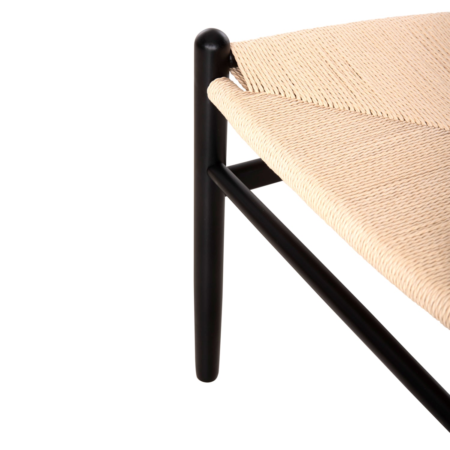 Трапезен стол Брейви черен бук, бежов, с въже, 54.5x53x75см