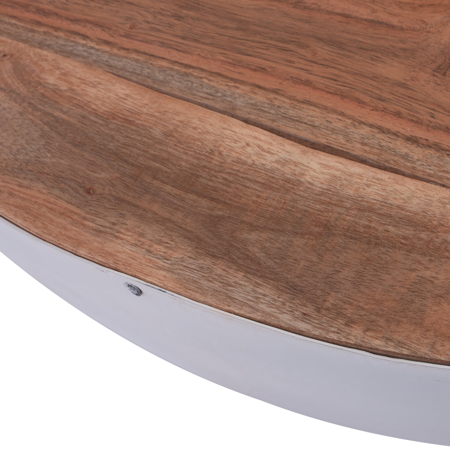 Декоративна холна маса  ф90x40см. бяла с акациево дърво