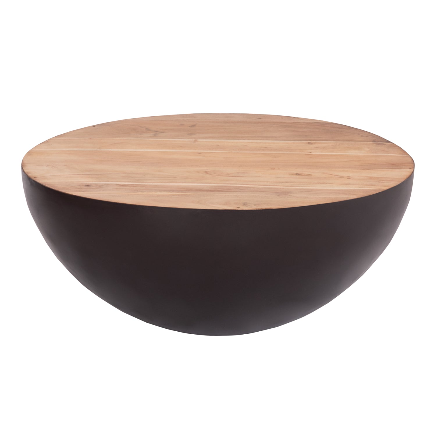 Масичка за кафе BOWL  Ф89.5x39см ръждива с акациево дърво