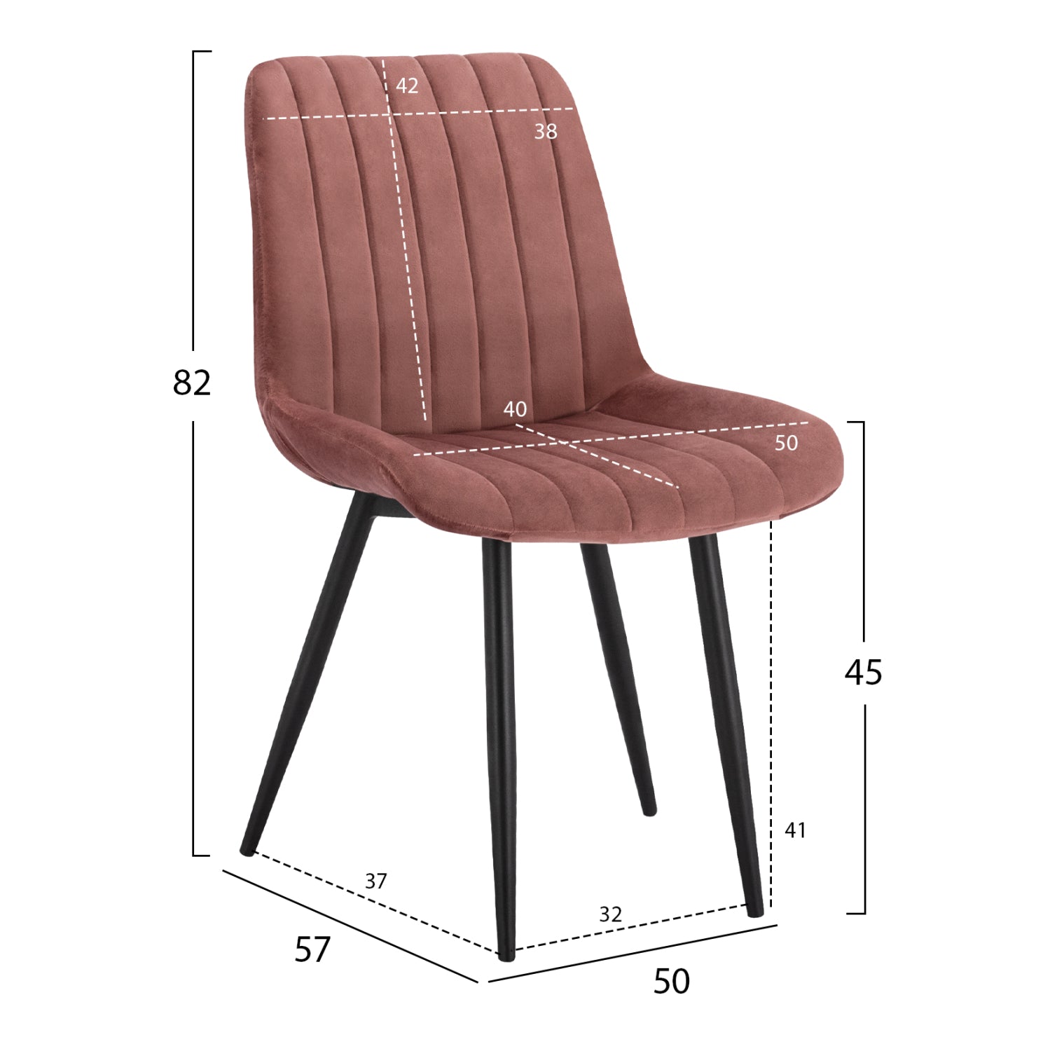 Стол Чейз кадифе розов цвят