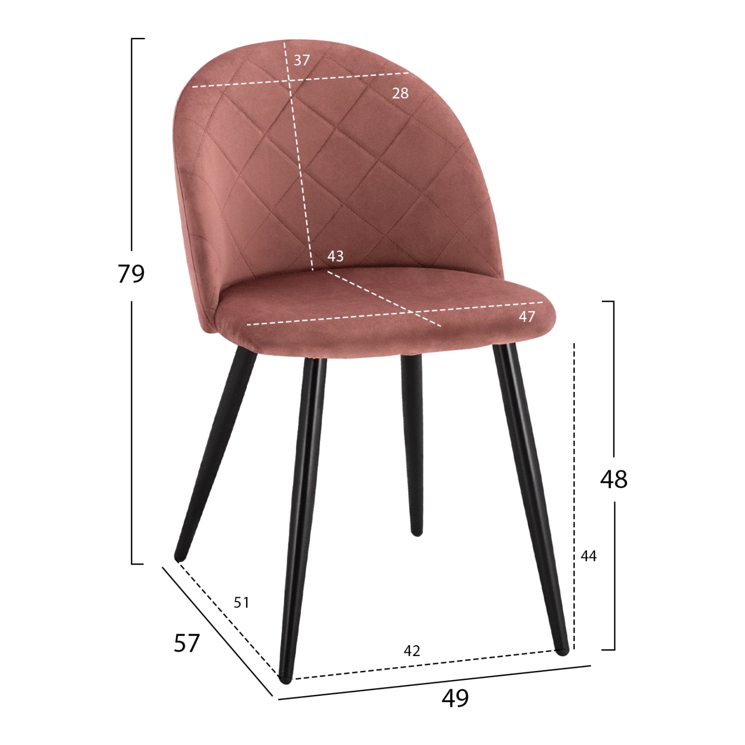 Стол Мелани  кадифе розов цвят