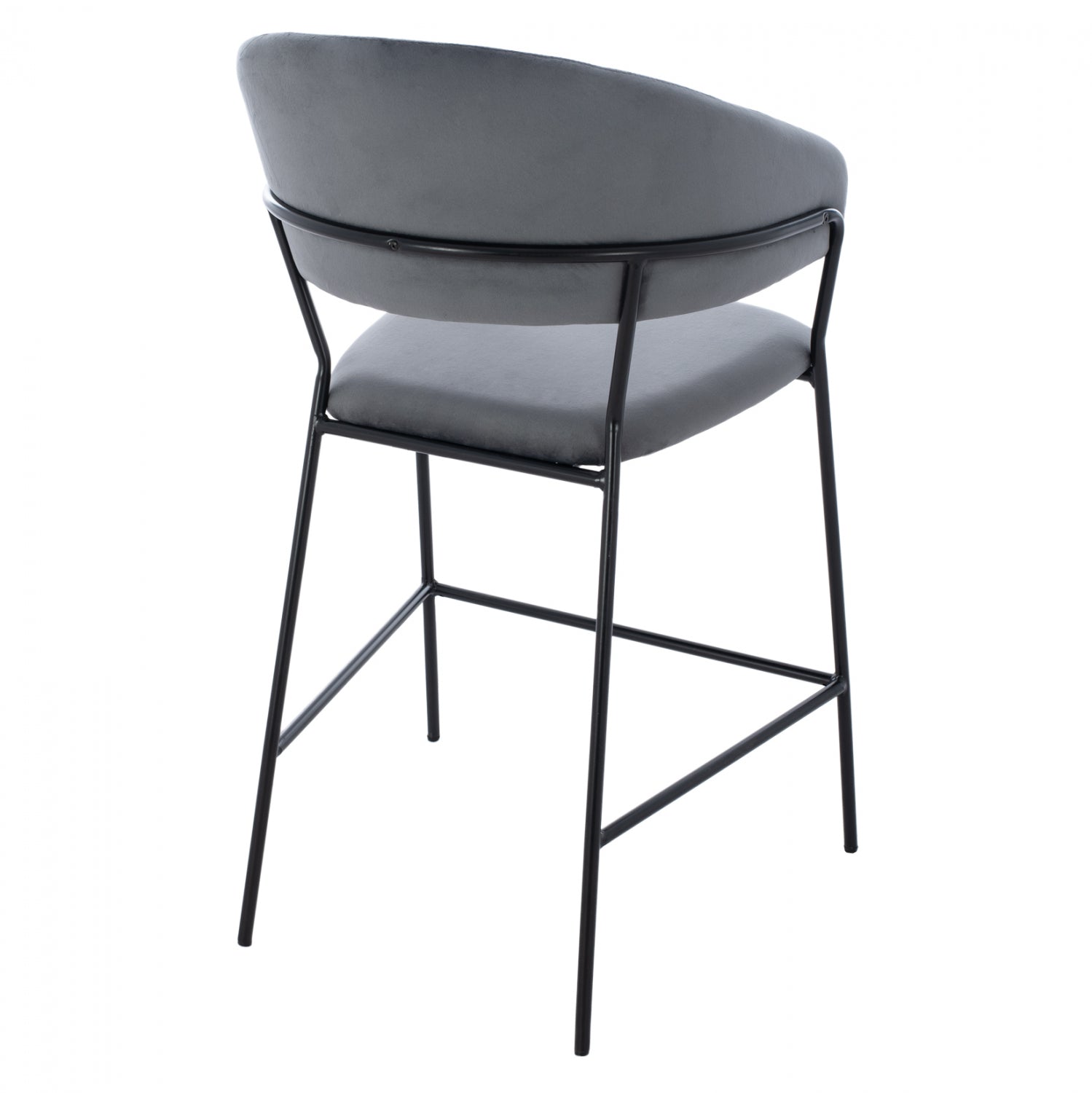 Бар стол Теодор сиво кадифе 60x55x100