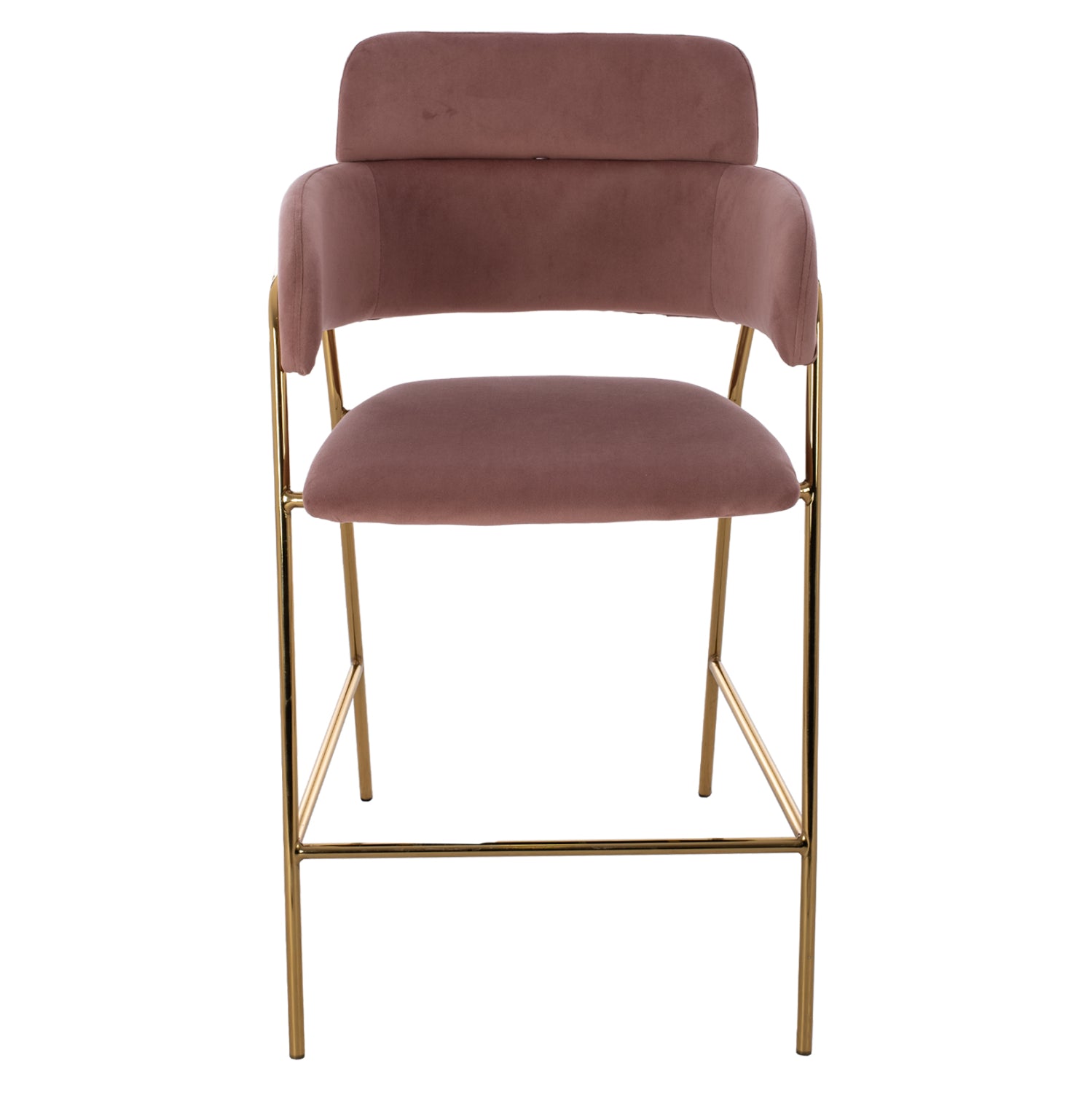 Бар стол KELSO голд средна височина-розово кадифе
