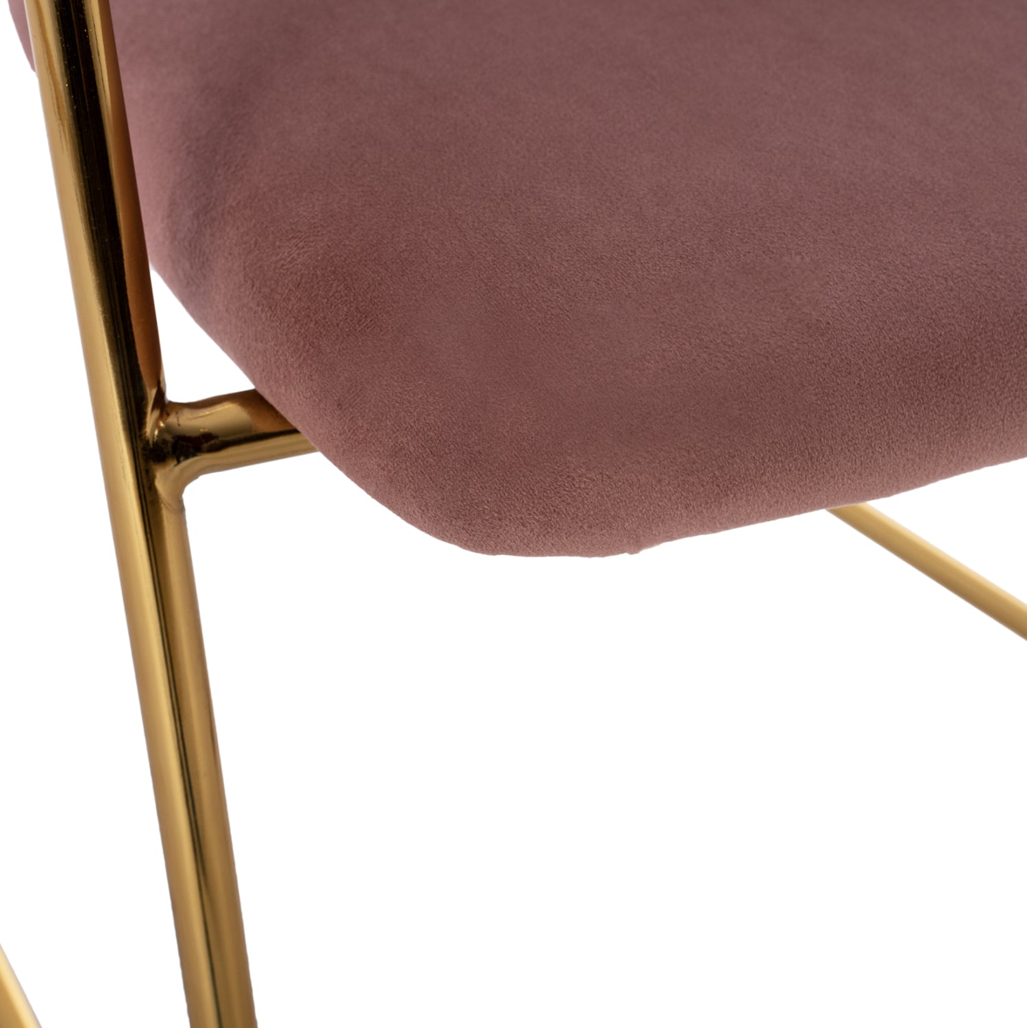 Бар стол KELSO голд средна височина-розово кадифе