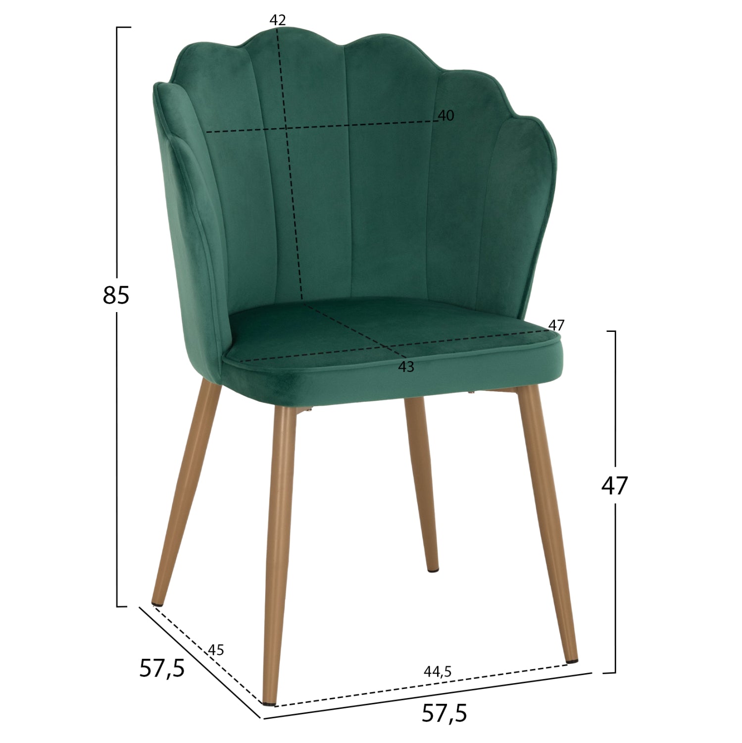 Стол Ави голд кадифе зелен цвят