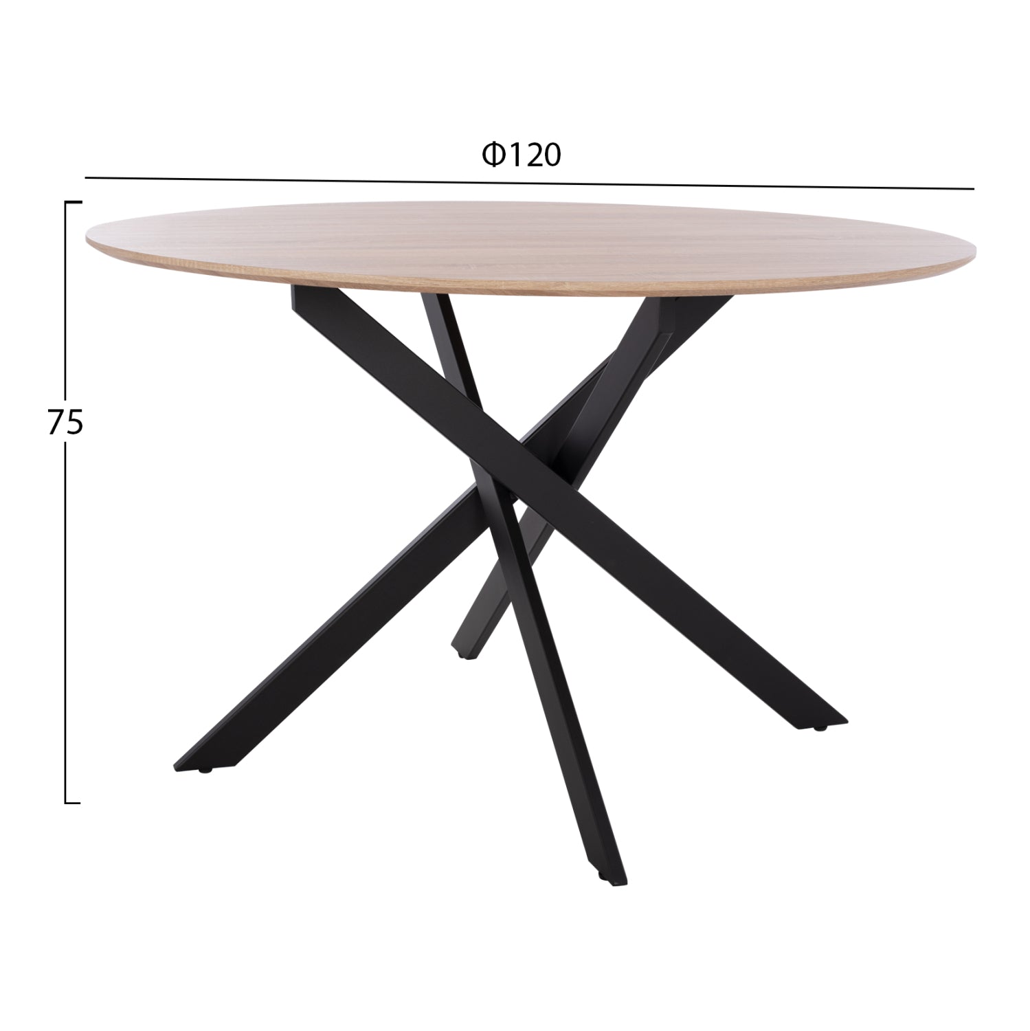 Маса ROSARIO сонома-черен цвят Φ120Χ75 см