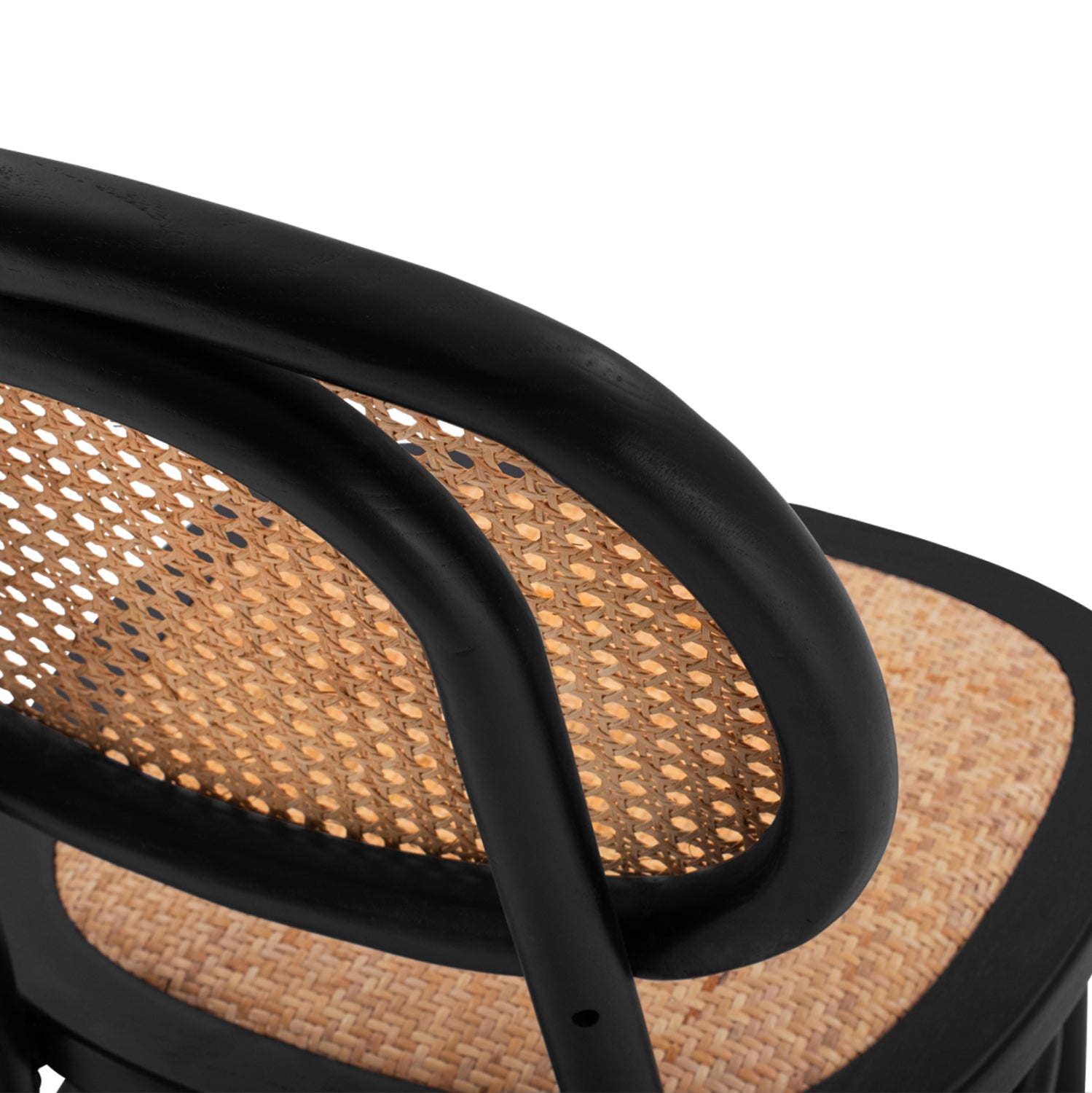 Стол PENNY с ратан  цвят черен-натурал 44x51x87cm