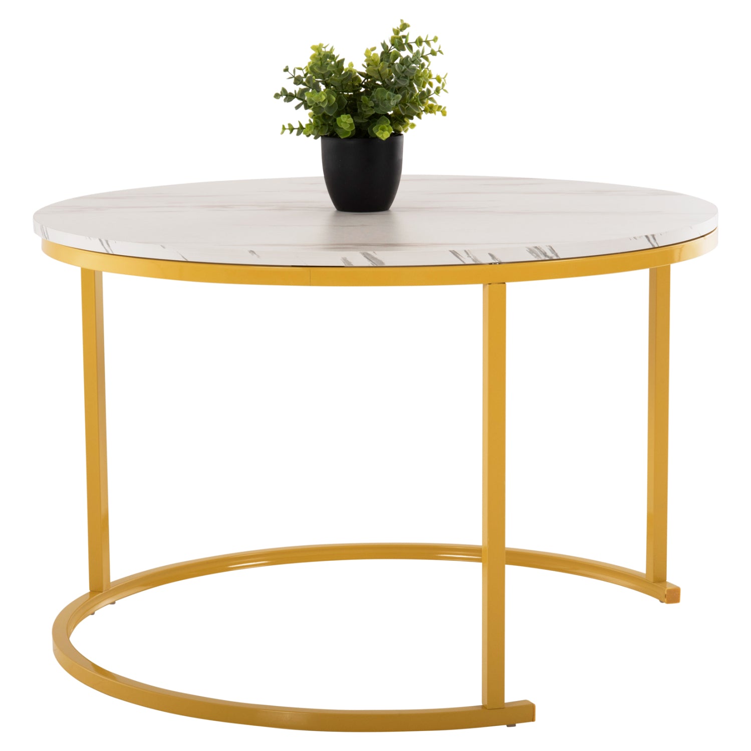 Комплект холни маси 8763 златист-бял цвят  Φ80 x Φ48 см