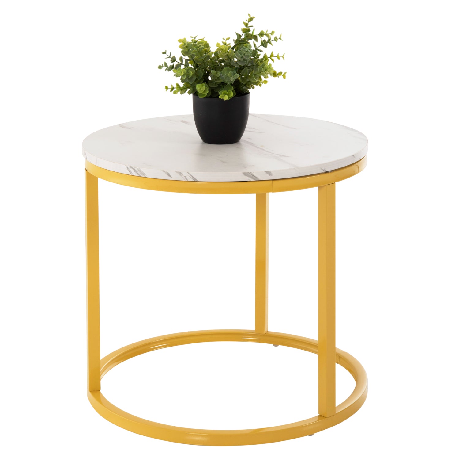 Комплект холни маси 8763 златист-бял цвят  Φ80 x Φ48 см