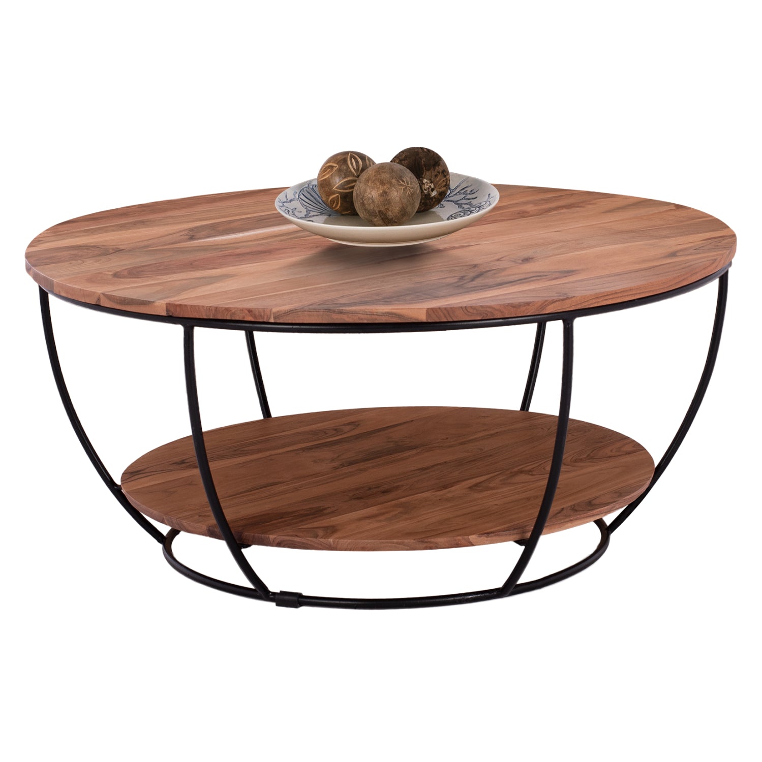 Холна маса ANNETTE черен-естествен цвят  Φ90x40 см