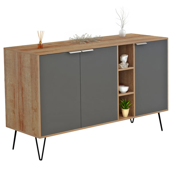 Бюфет CABRON антрацит-естествен цвят 142X40X83см